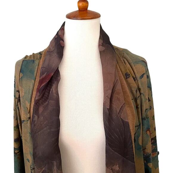 Soft Surroundings Multi Tea Gardens Floral Waterfall Lagenlook Cardigan Large - Picture 3 of 8